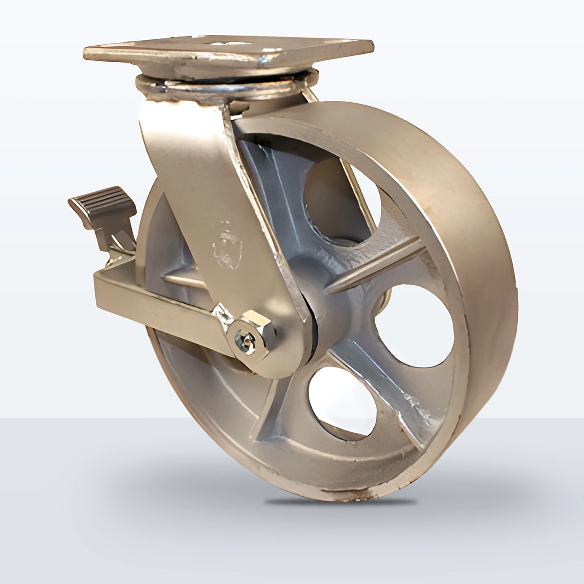 10" Cast Iron Caster, Top Plate, 2400 lb Capacity - Roller Bearing