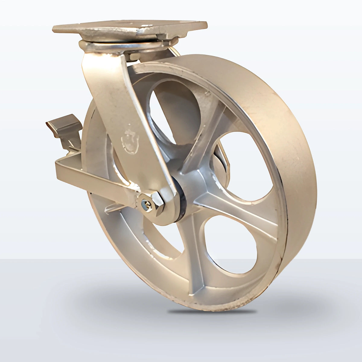 12" Cast Iron Caster, Top Plate, 2400 lb Capacity - Roller Bearing