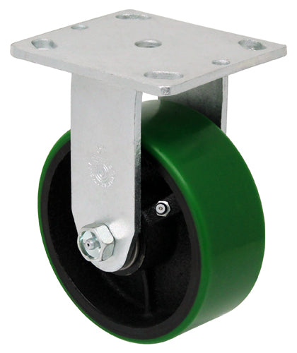 6" Polyurethane Rigid, Top Plate, 1200 lb Capacity