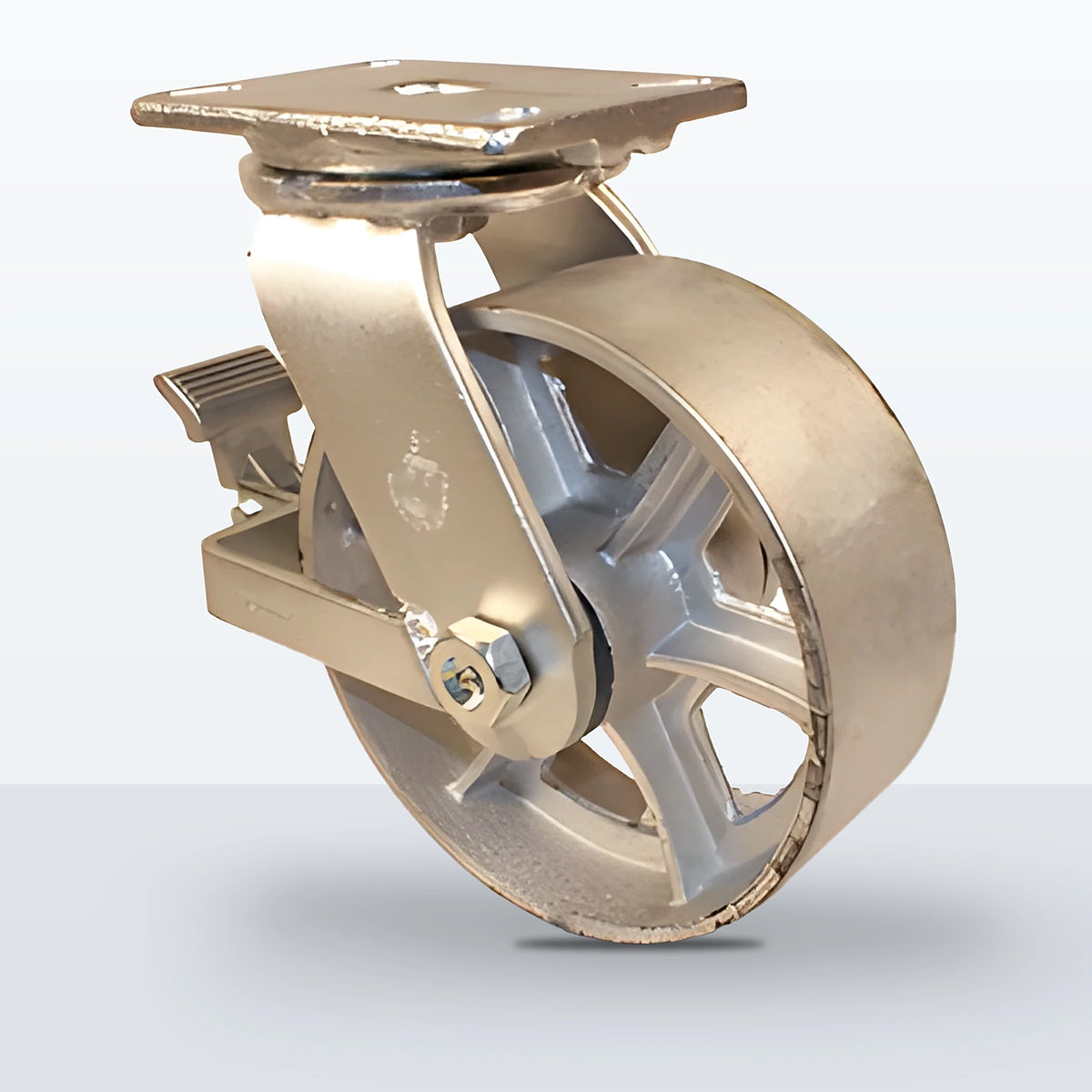 8" Cast Iron Caster, Top Plate, 2400 lb Capacity - Roller Bearing
