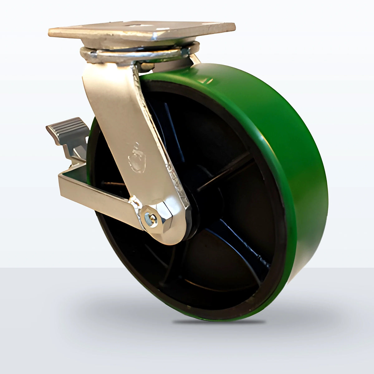 10" Polyurethane on Cast Iron Caster, Top Plate, 2400 lb Capacity - Roller Bearing