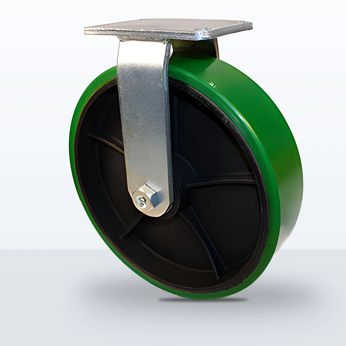 12" Polyurethane on Cast Iron Caster, Top Plate, 2400 lb Capacity - Roller Bearing