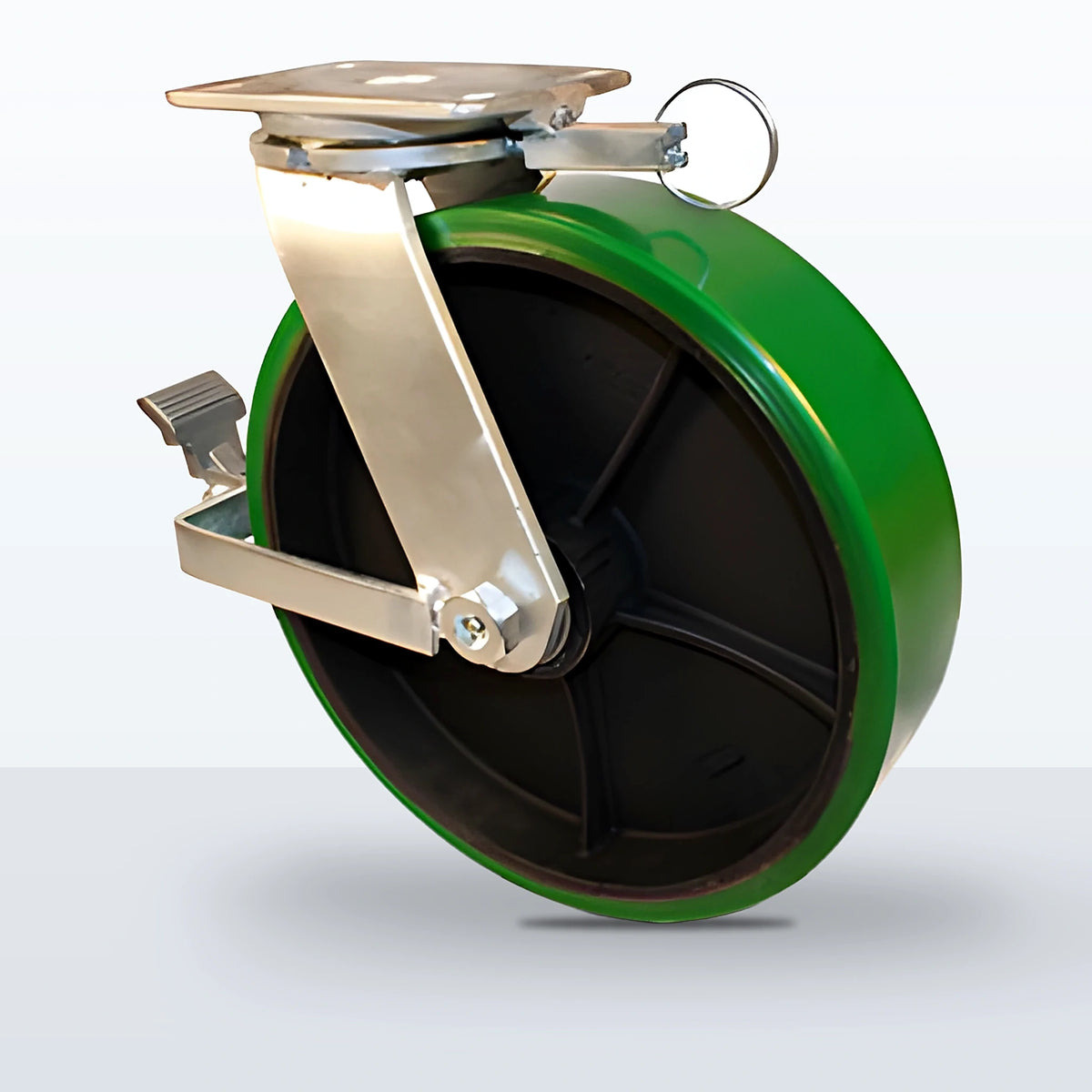 12" Polyurethane on Cast Iron Caster, Top Plate, 2400 lb Capacity - Roller Bearing