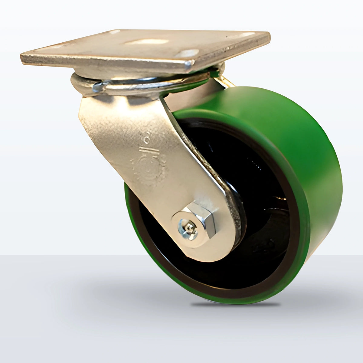 6" Polyurethane on Cast Iron Caster, Top Plate, 2000 lb Capacity - Roller Bearing