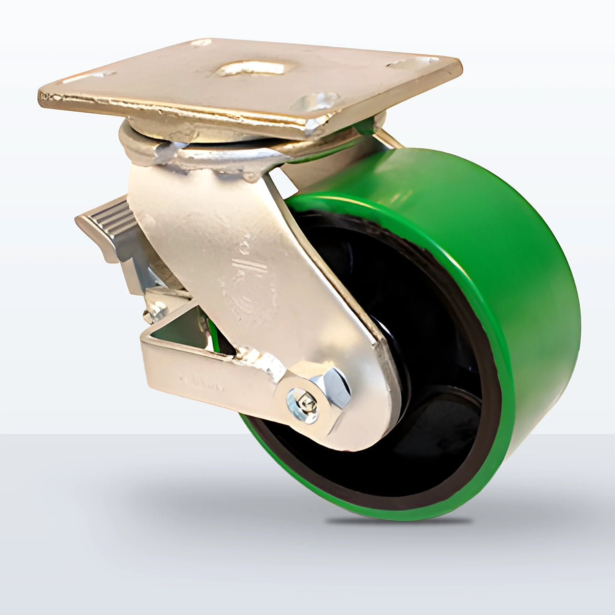 6" Polyurethane on Cast Iron Caster, Top Plate, 2000 lb Capacity - Roller Bearing