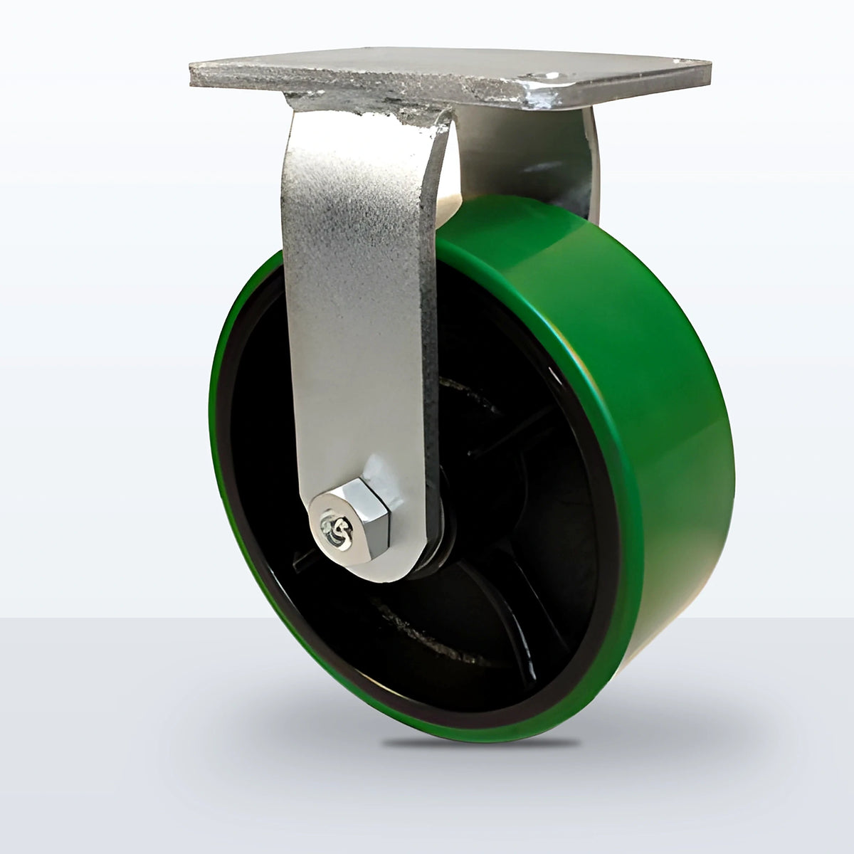 8" Polyurethane on Cast Iron Caster, Top Plate, 2400 lb Capacity - Roller Bearing