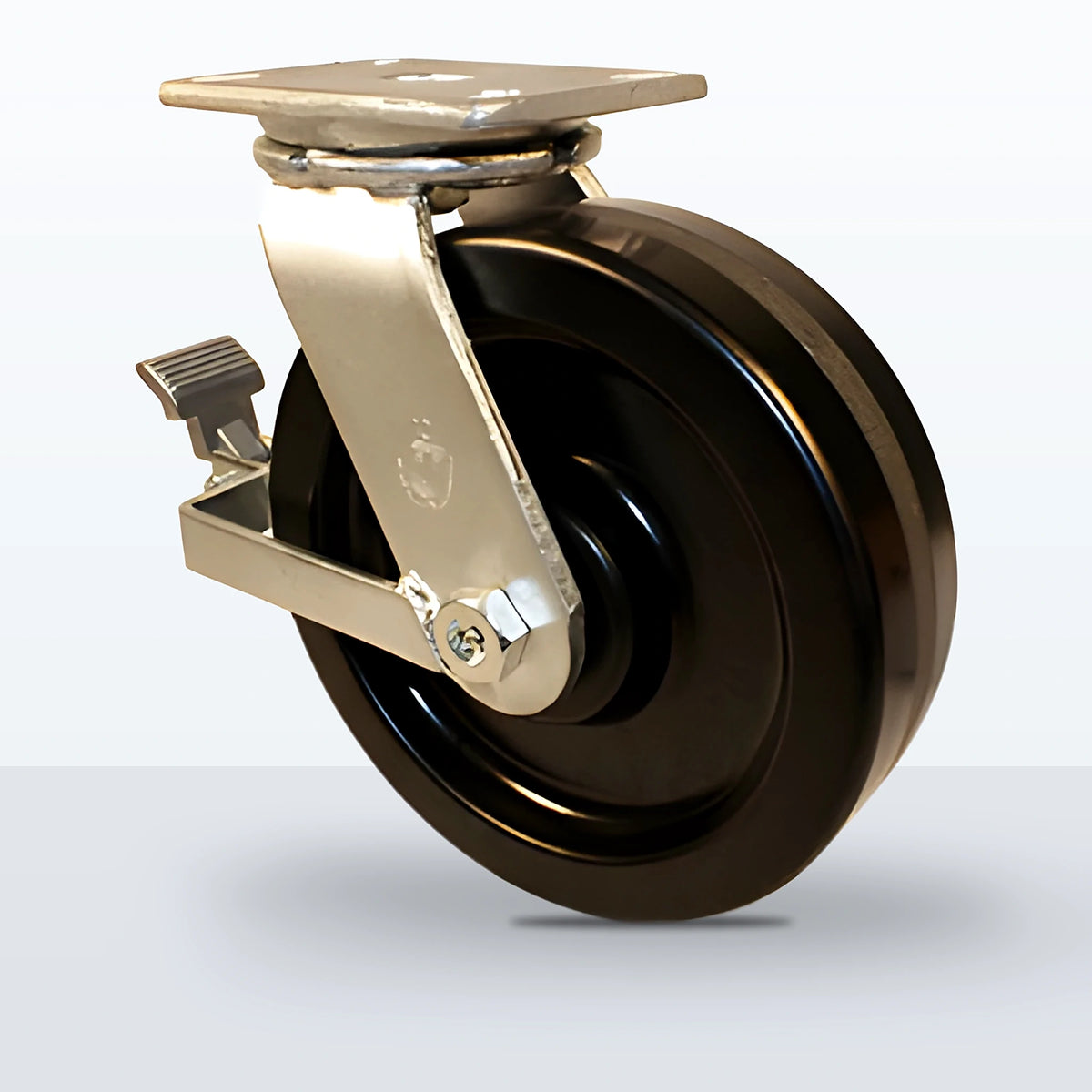 10" Phenolic Caster, Top Plate, 2400 lb Capacity - Roller Bearing
