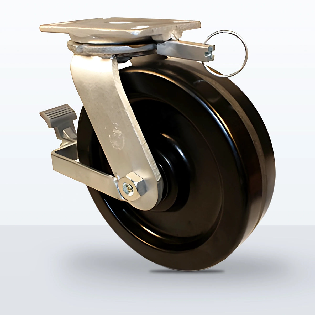 10" Phenolic Caster, Top Plate, 2400 lb Capacity - Roller Bearing