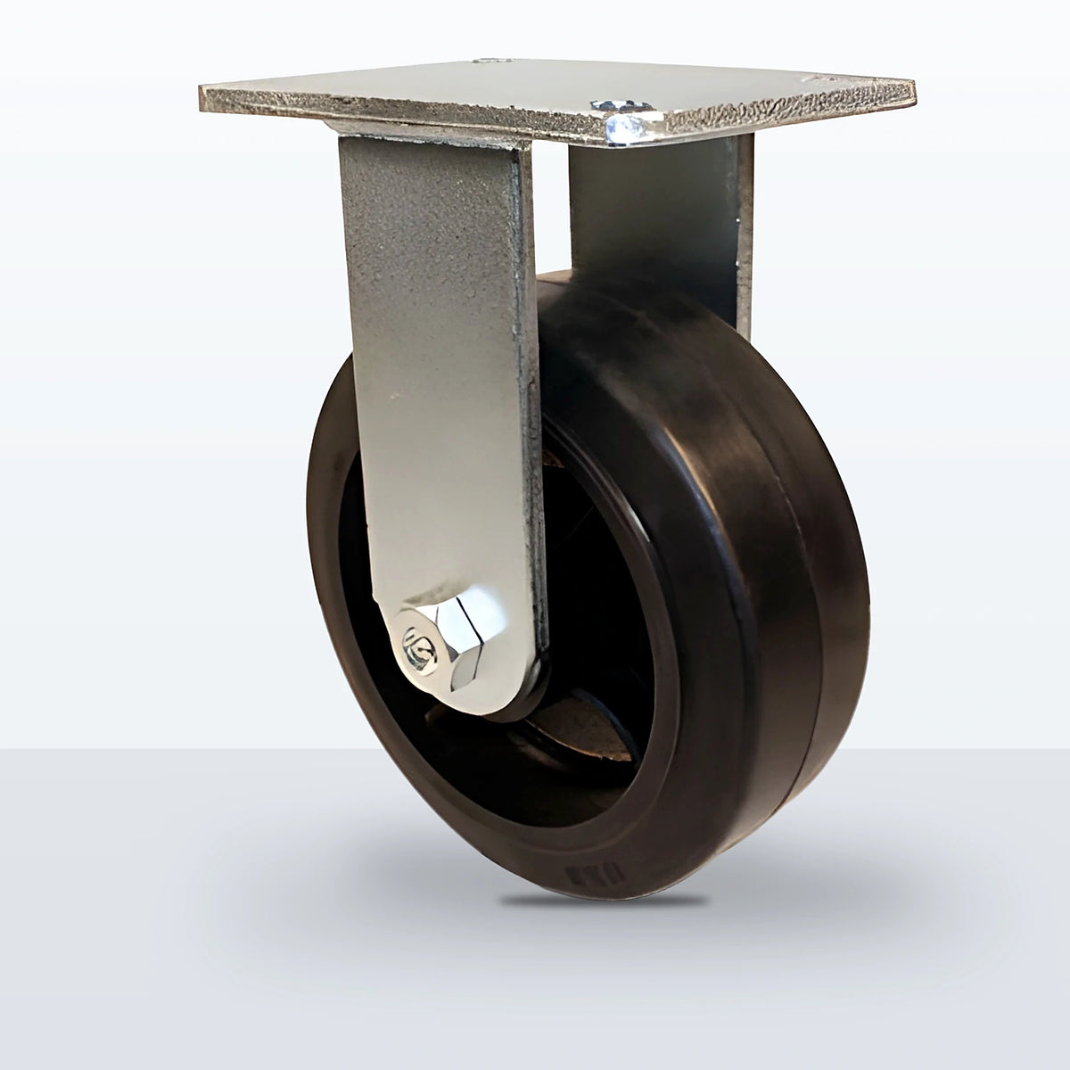 8" Rubber on Cast Iron Caster, Top Plate, 900 lb Capacity - Roller Bearing, 5-1/4 X 7-1/4 Plate