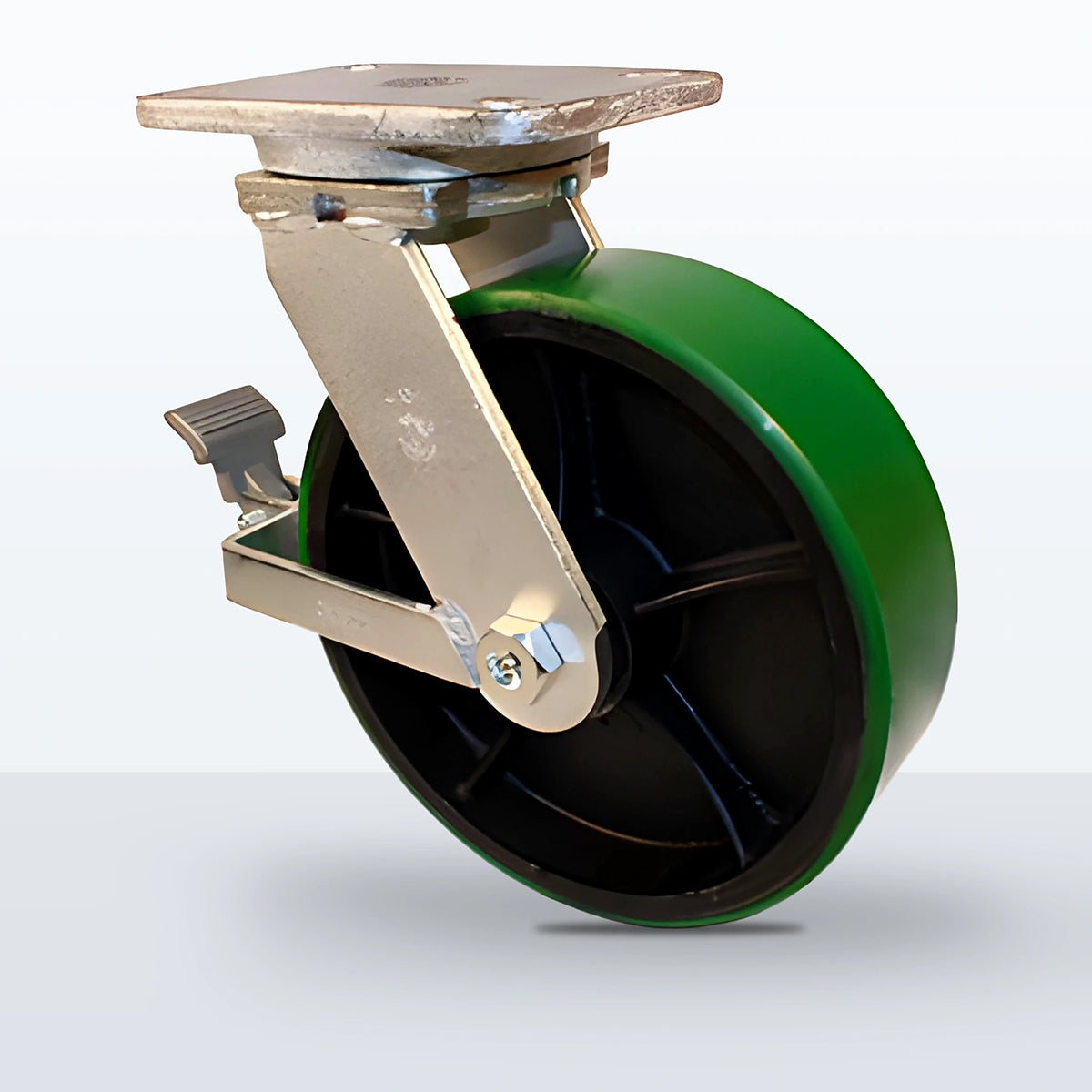 10" Polyurethane on Cast Iron Caster, Top Plate, 3000 lb Capacity - Roller Bearing