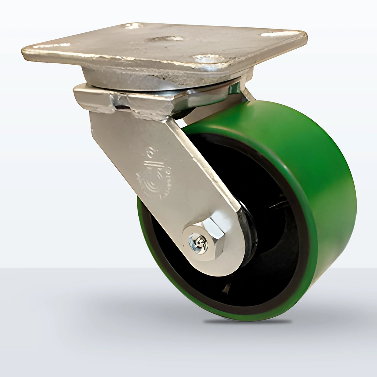 6" Polyurethane on Cast Iron Caster, Top Plate, 2000 lb Capacity - Roller Bearing, 5-1/4 X 7-1/4 Plate