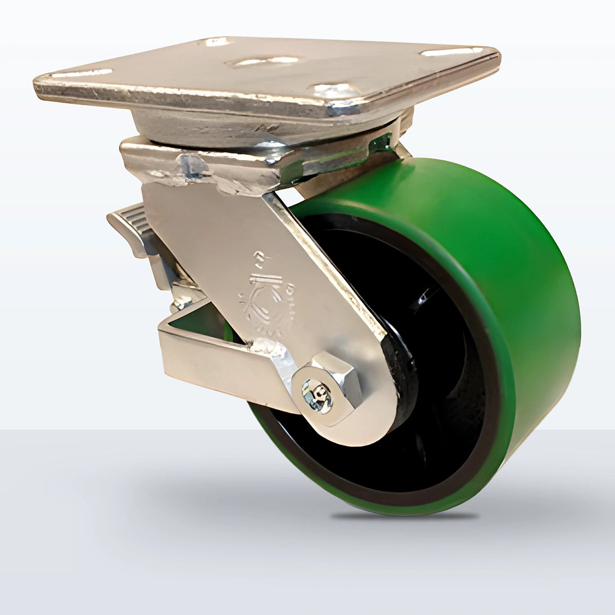 6" Polyurethane on Cast Iron Caster, Top Plate, 2000 lb Capacity - Roller Bearing, 5-1/4 X 7-1/4 Plate
