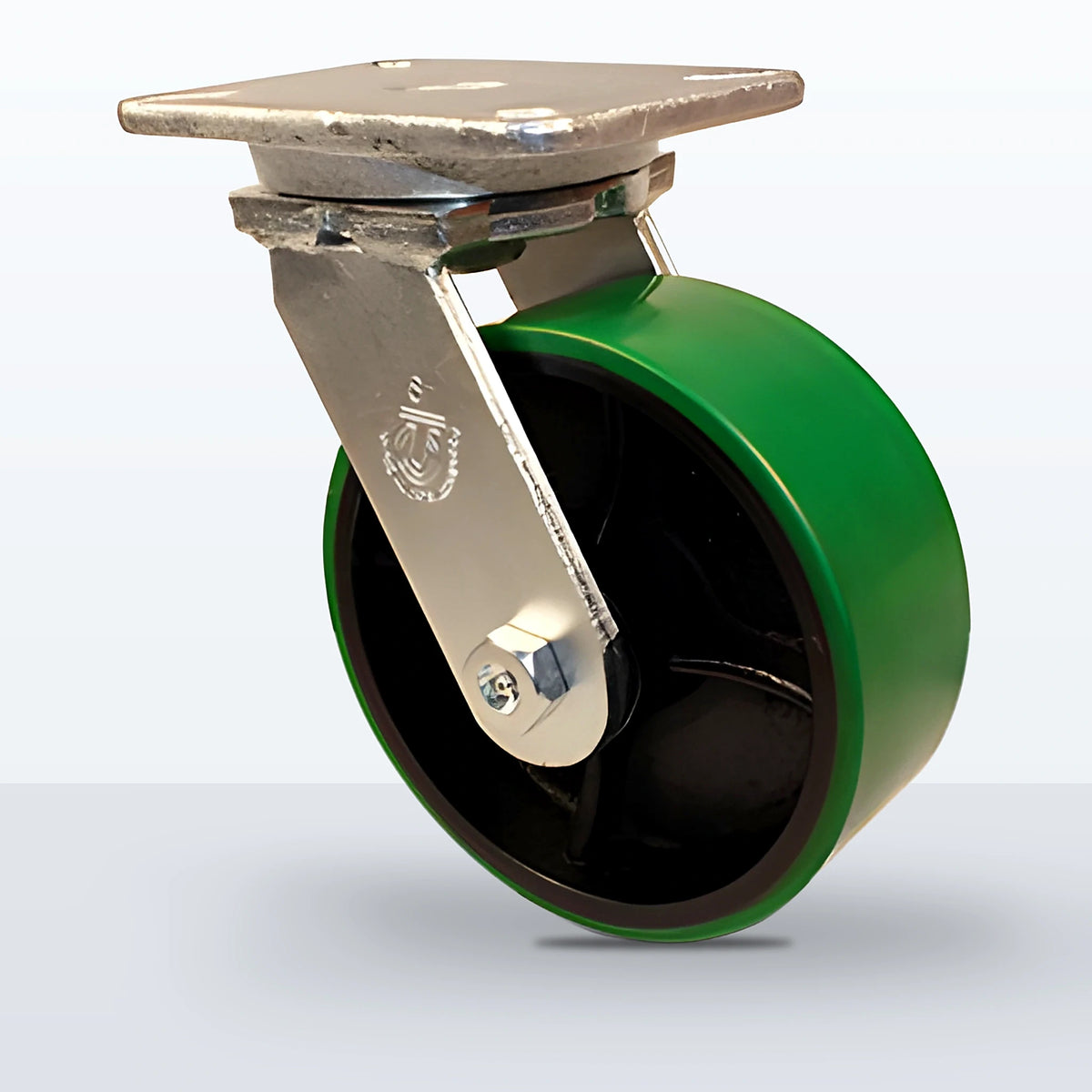8" Polyurethane on Cast Iron Caster, Top Plate, 2500 lb Capacity - Roller Bearing