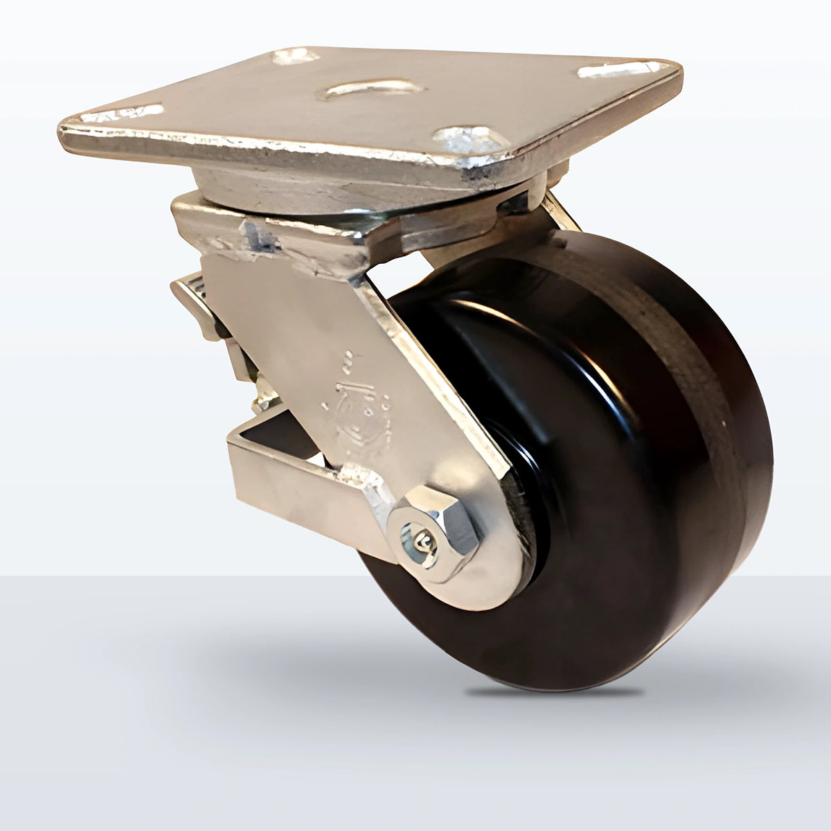 6" Phenolic Caster, Top Plate, 2000 lb Capacity - Roller Bearing, 5-1/4 X 7-1/4 Plate