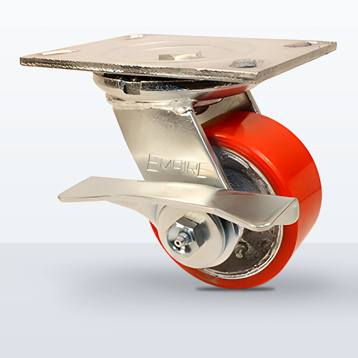 4" Polyurethane on Cast Iron Caster, Top Plate, 800 lb Capacity - Roller Bearing