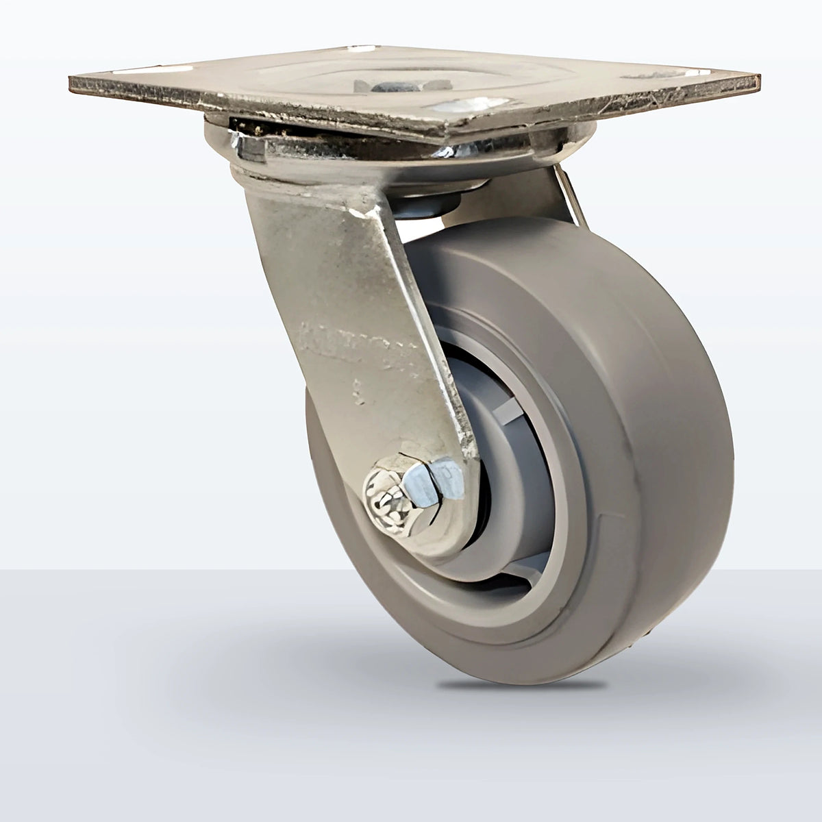5" Thermoplastic Rubber Caster, Top Plate, 350 lb Capacity - Roller Bearing, 4-1/2 X 6-1/4 Plate