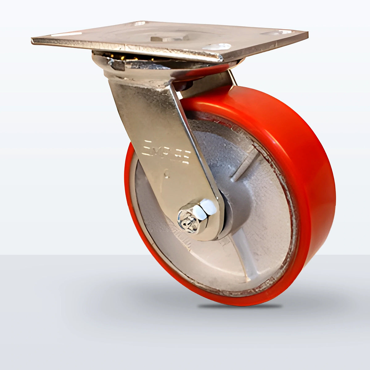 6" Polyurethane on Cast Iron Caster, Top Plate, 1200 lb Capacity - Roller Bearing