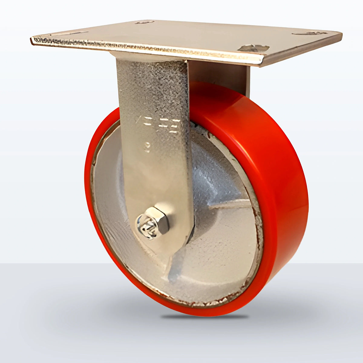 6" Polyurethane on Cast Iron Caster, Top Plate, 1200 lb Capacity - Roller Bearing