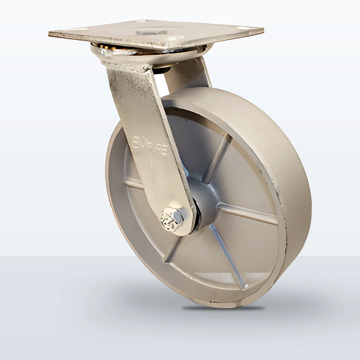 8" Cast Iron Caster, Top Plate, 1250 lb Capacity - Roller Bearing