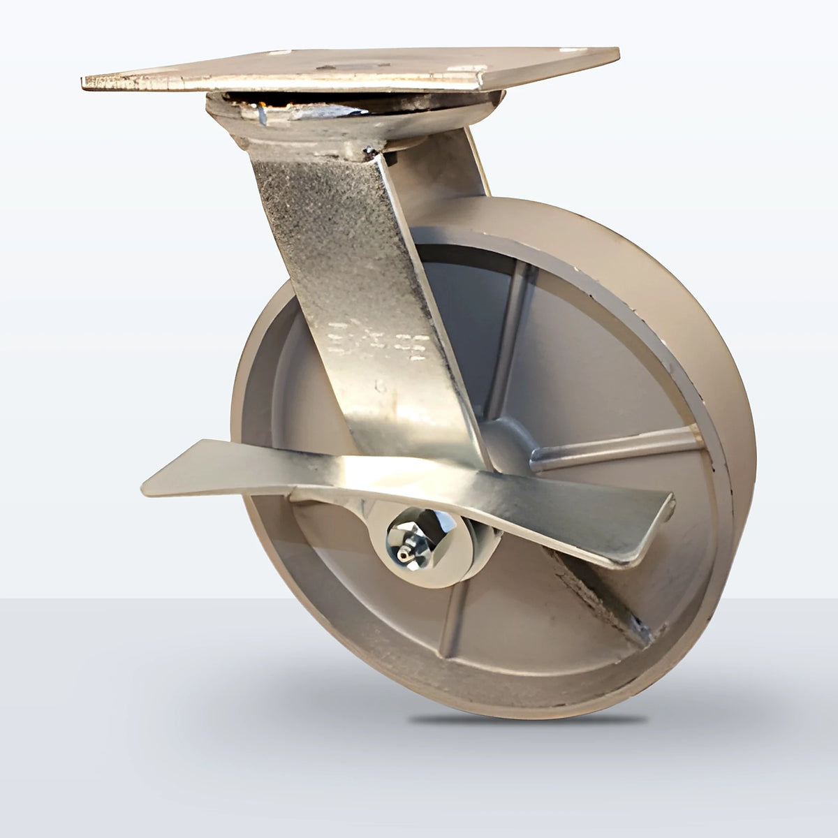 8" Cast Iron Caster, Top Plate, 1250 lb Capacity - Roller Bearing