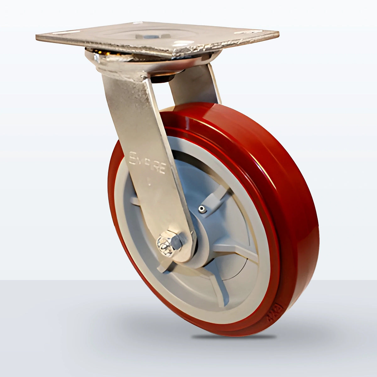 8" Polyurethane on Polypropylene Caster, Top Plate, 1000 lb Capacity - Roller Bearing