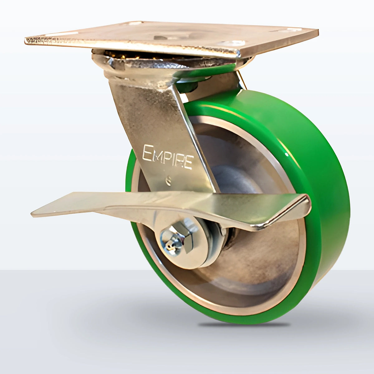 6" Polyurethane on Aluminum Caster, Top Plate, 1200 lb Capacity - Roller Bearing