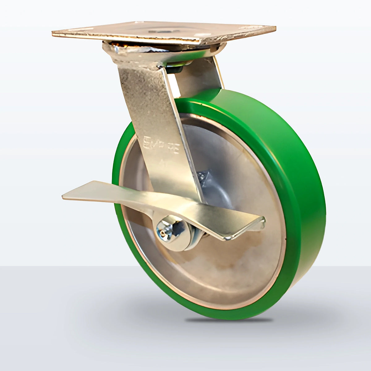 8" Polyurethane on Aluminum Caster, Top Plate, 1250 lb Capacity - Roller Bearing