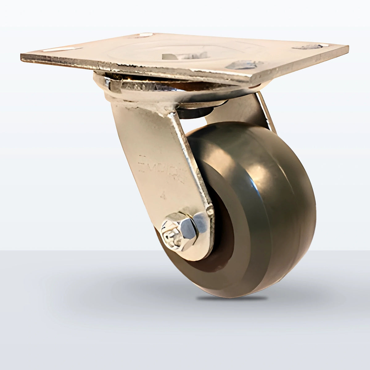 4" Premium Solid Polyurethane Caster, Top Plate, 1000 lb Capacity - Roller Bearing