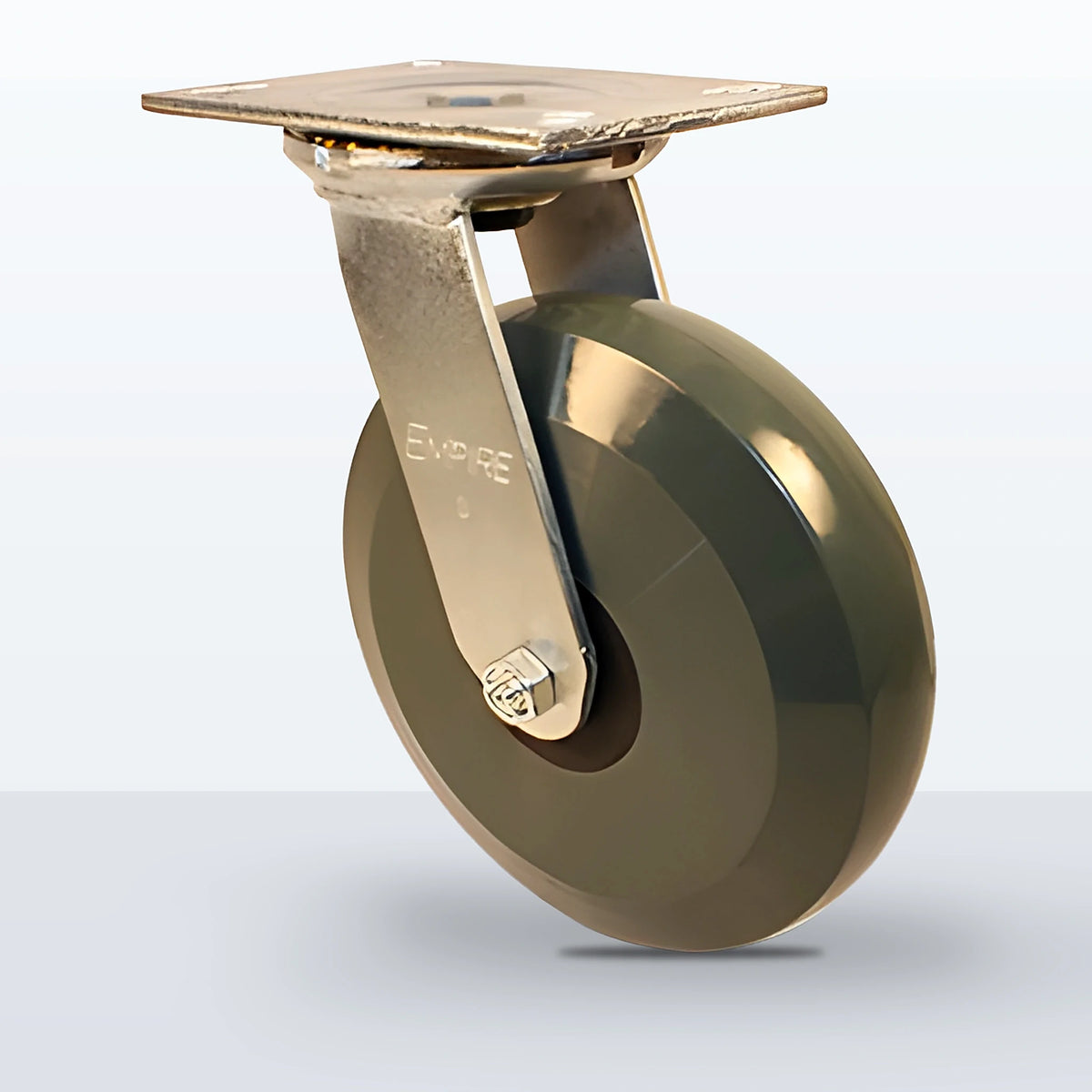 8" Premium Solid Polyurethane Caster, Top Plate, 1250 lb Capacity - Roller Bearing