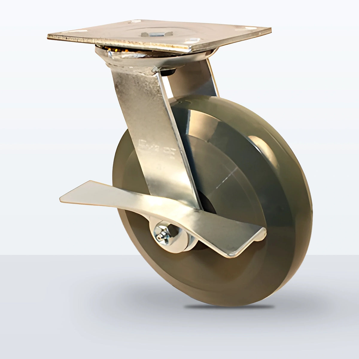 8" Premium Solid Polyurethane Caster, Top Plate, 1250 lb Capacity - Roller Bearing