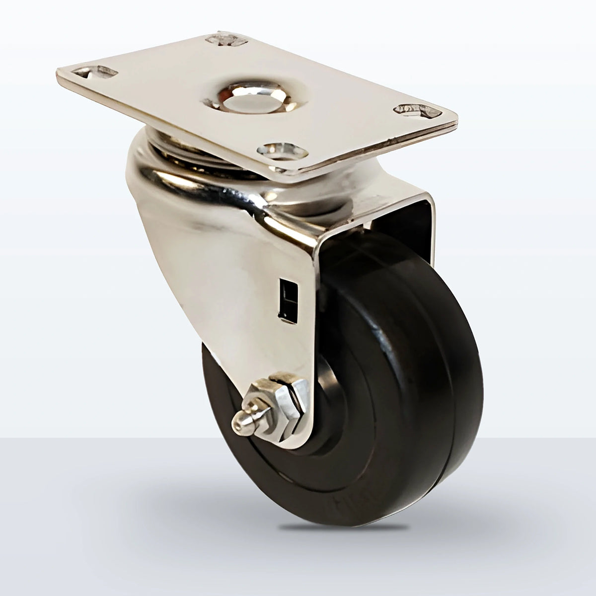 Stainless Steel 3" Hard Rubber Caster, Top Plate, 275 lb Capacity - Plain