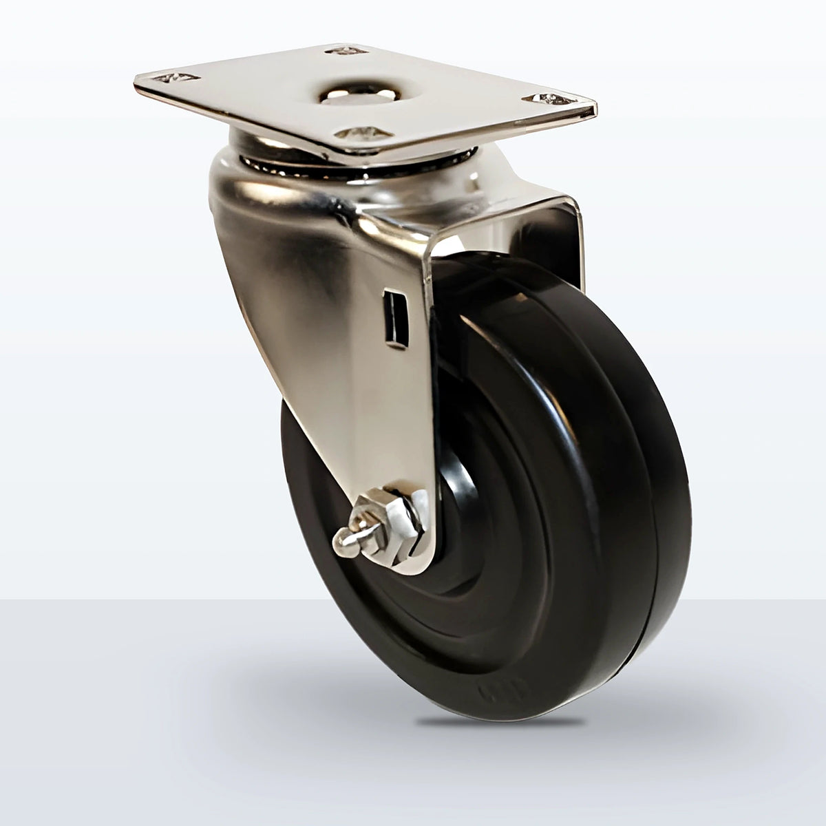 Stainless Steel 4" Hard Rubber Caster, Top Plate, 300 lb Capacity - Plain
