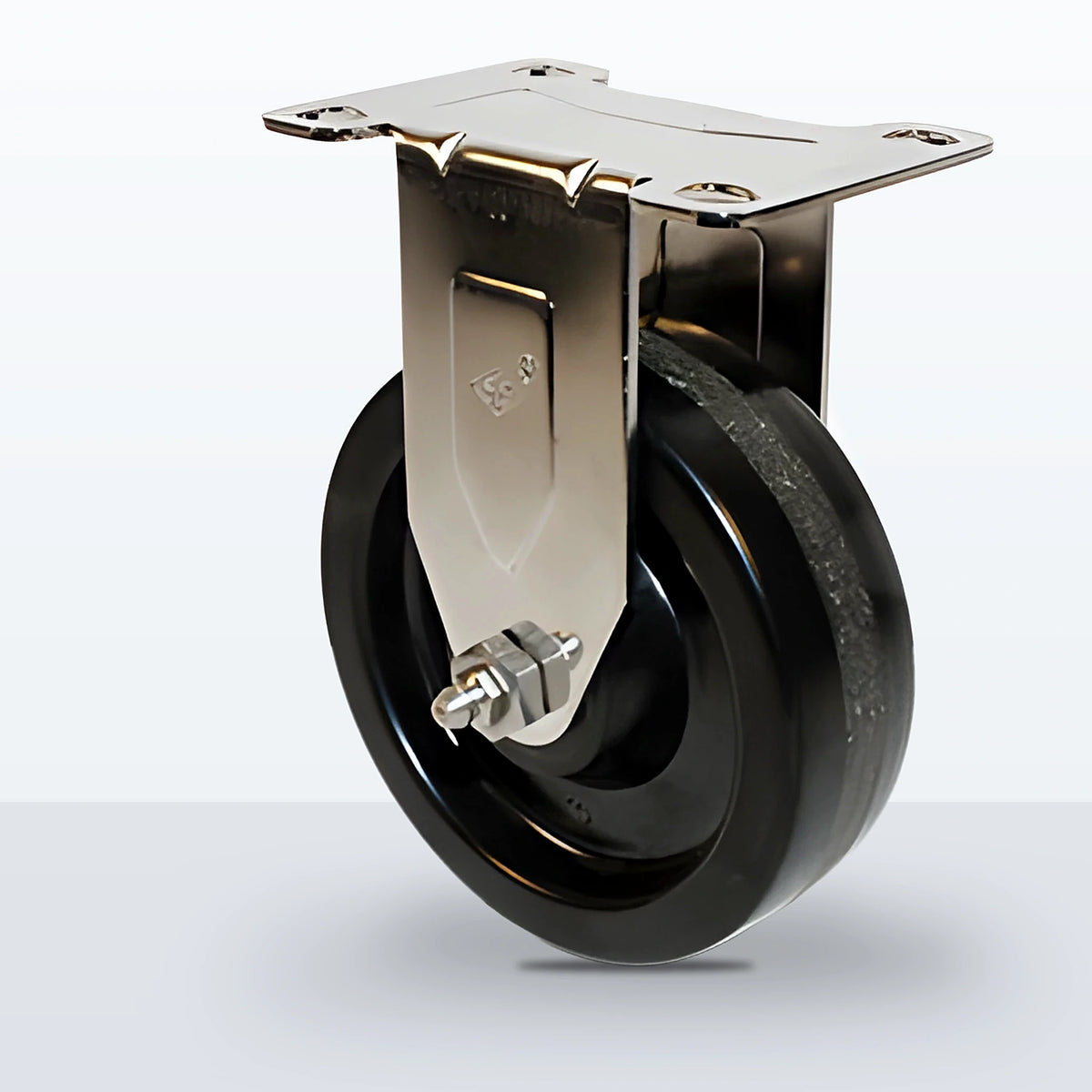 Stainless Steel 4" Phenolic Caster, Top Plate, 350 lb Capacity - Plain with Stainless Top Hat Bushings