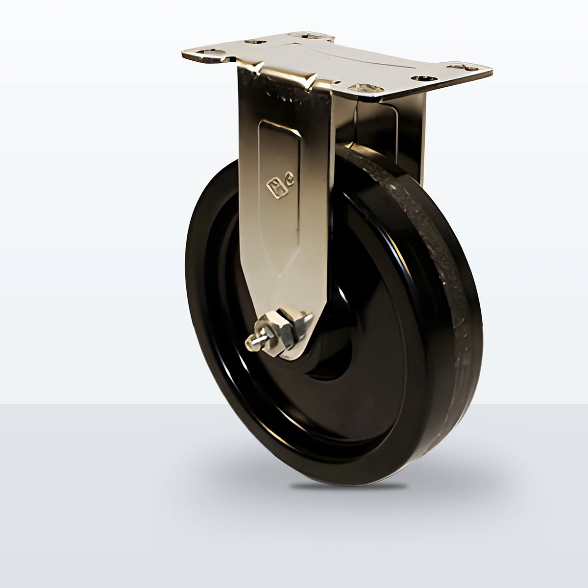 Stainless Steel 5" Phenolic Caster, Top Plate, 350 lb Capacity - Plain with Stainless Top Hat Bushings