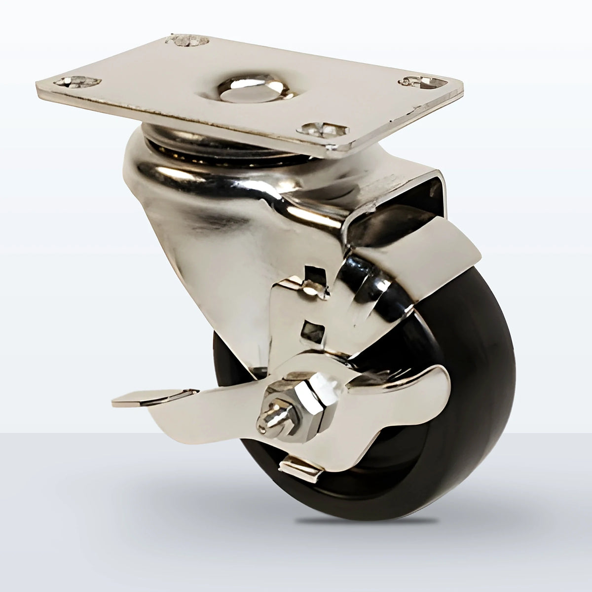 Stainless Steel 3" Polyolefin Caster, Top Plate, 250 lb Capacity - Plain