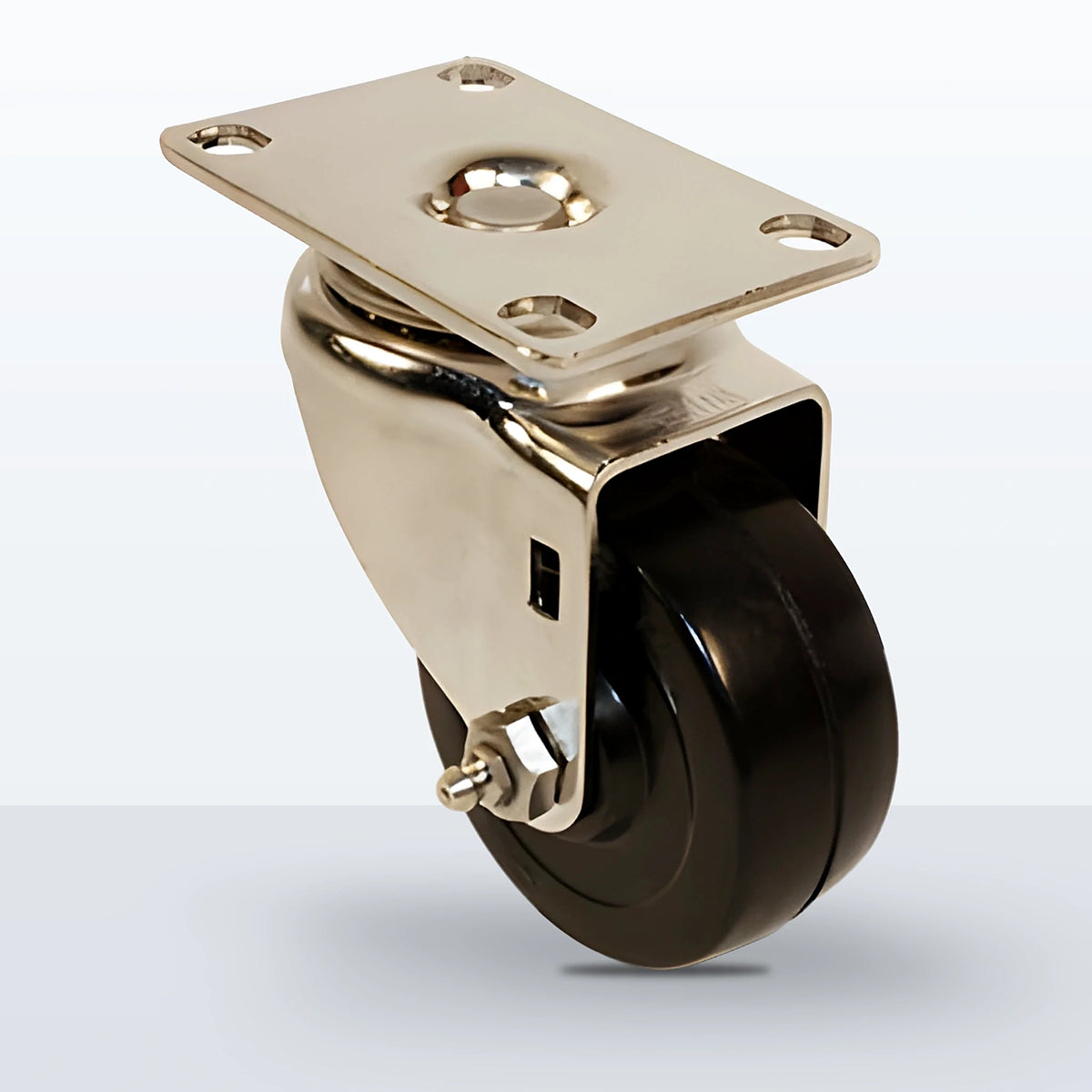 Stainless Steel 3" Soft Rubber Caster, Top Plate, 175 lb Capacity - Plain