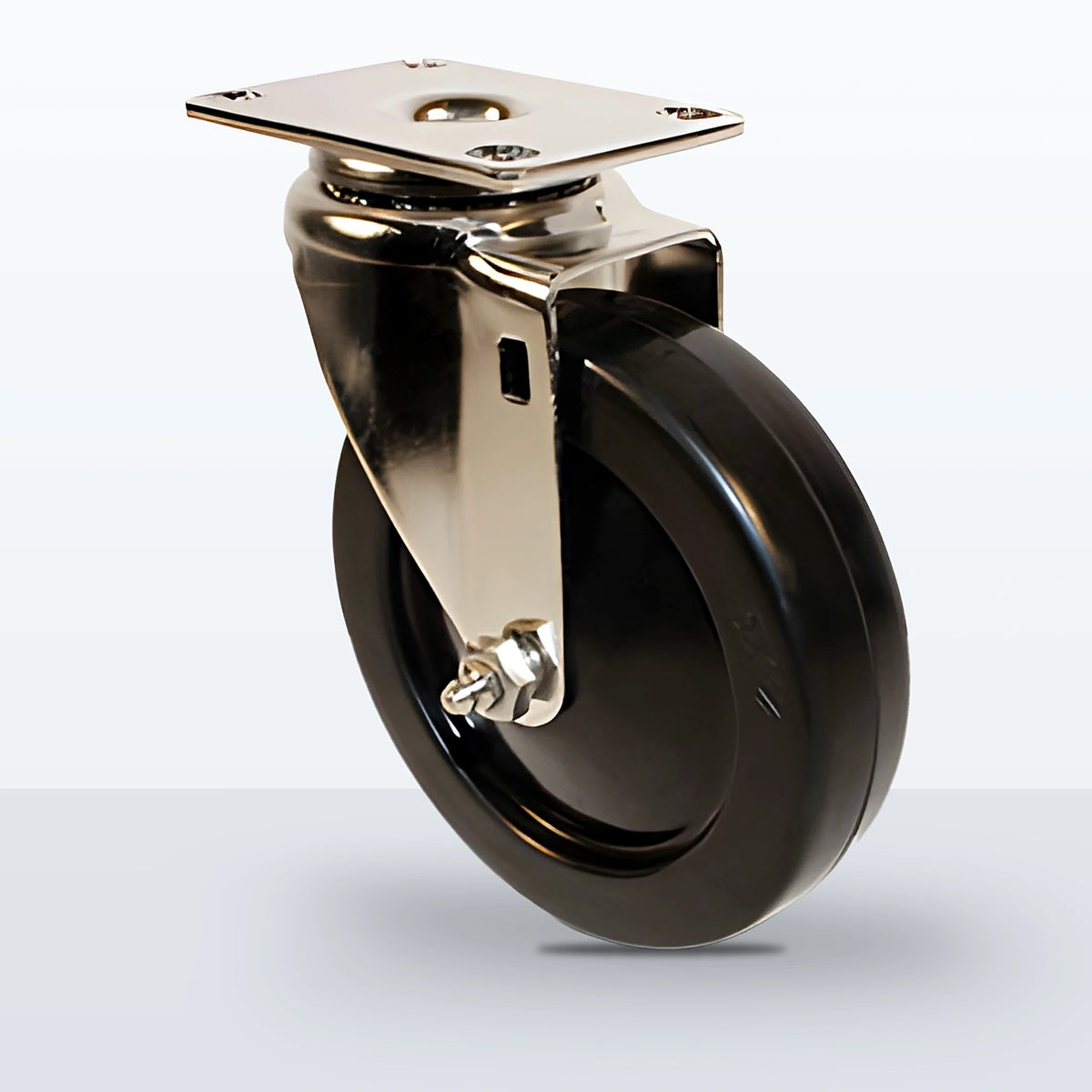 Stainless Steel 5" Soft Rubber Caster, Top Plate, 250 lb Capacity - Plain