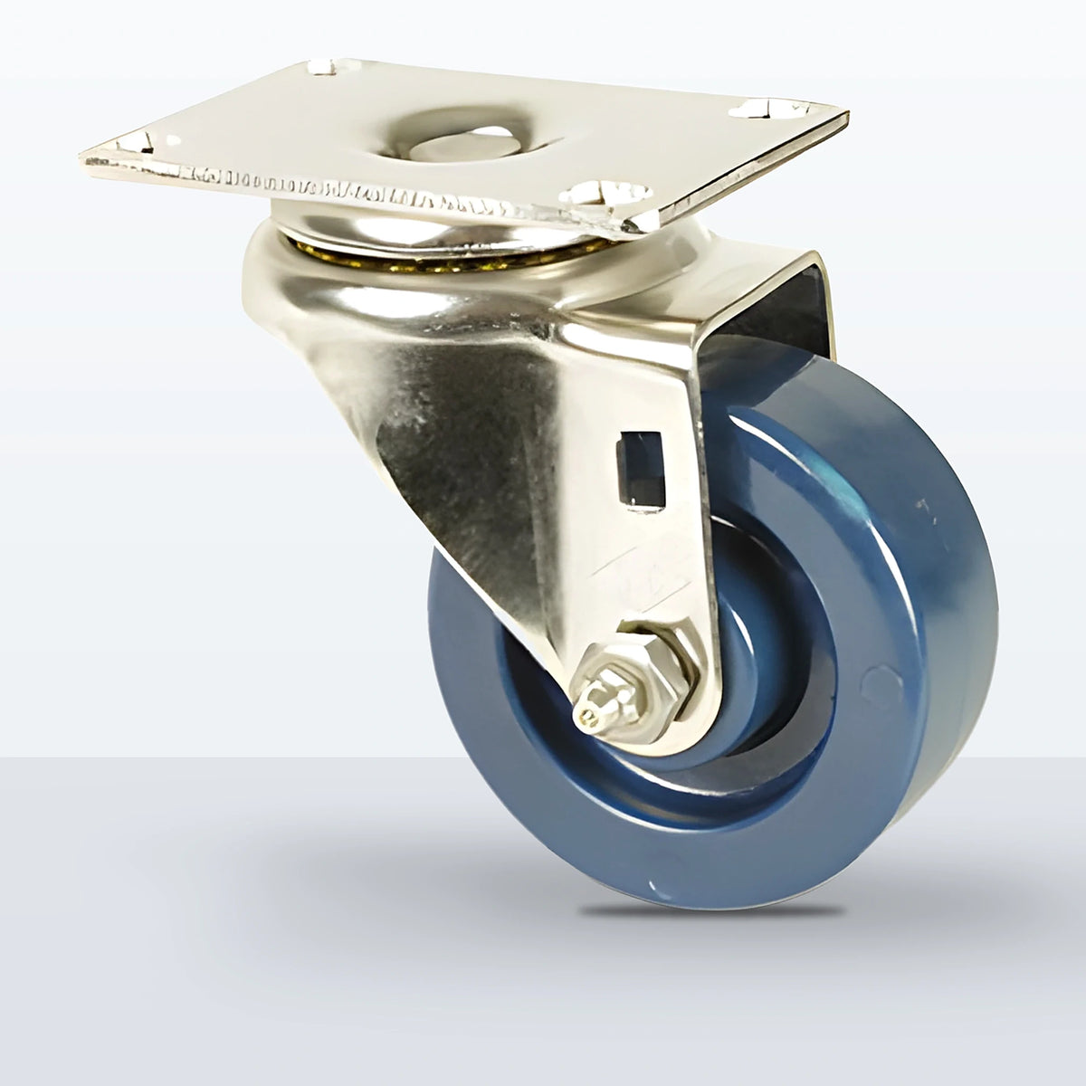 Stainless Steel 3" Solid Polyurethane Caster, Top Plate, 300 lb Capacity - Plain with Stainless Steel Bushing