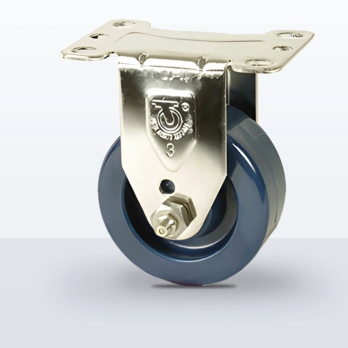 Stainless Steel 3" Solid Polyurethane Caster, Top Plate, 300 lb Capacity - Plain with Stainless Steel Bushing