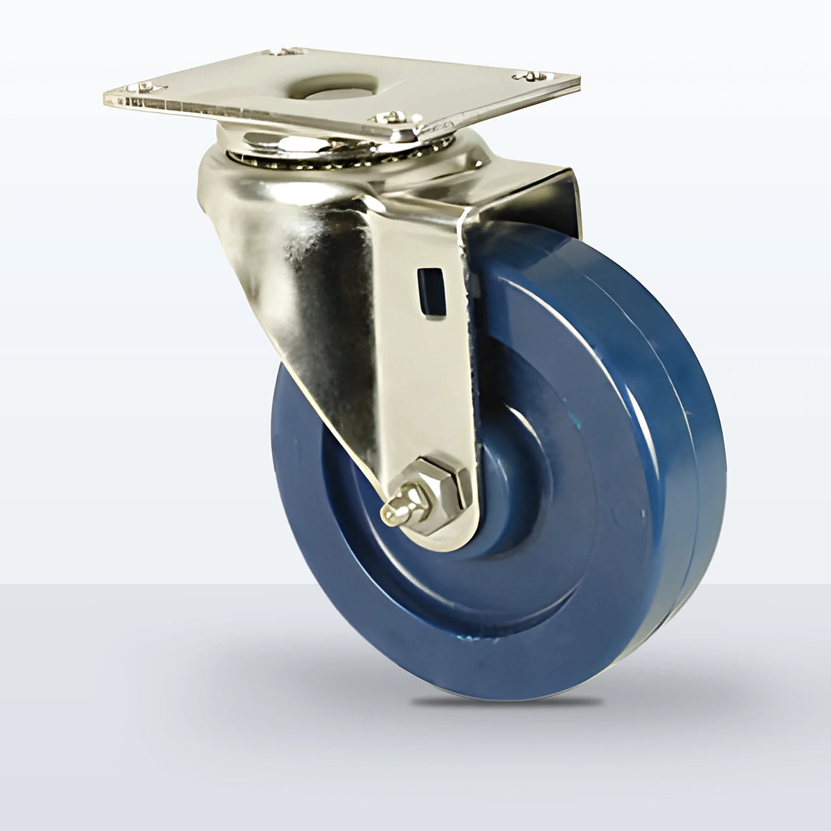 Stainless Steel 4" Solid Polyurethane Caster, Top Plate, 350 lb Capacity - Plain with Stainless Steel Bushing