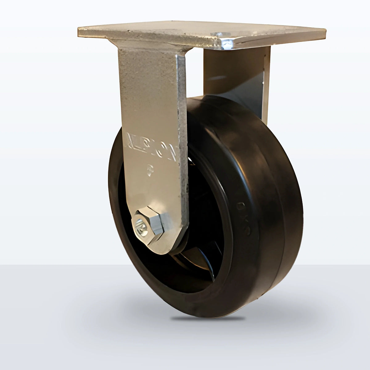 8" Rubber on Cast Iron Caster, Top Plate, 900 lb Capacity - Roller Bearing, 5-1/4 X 7-1/4 Plate, 10-1/2" Overall Height