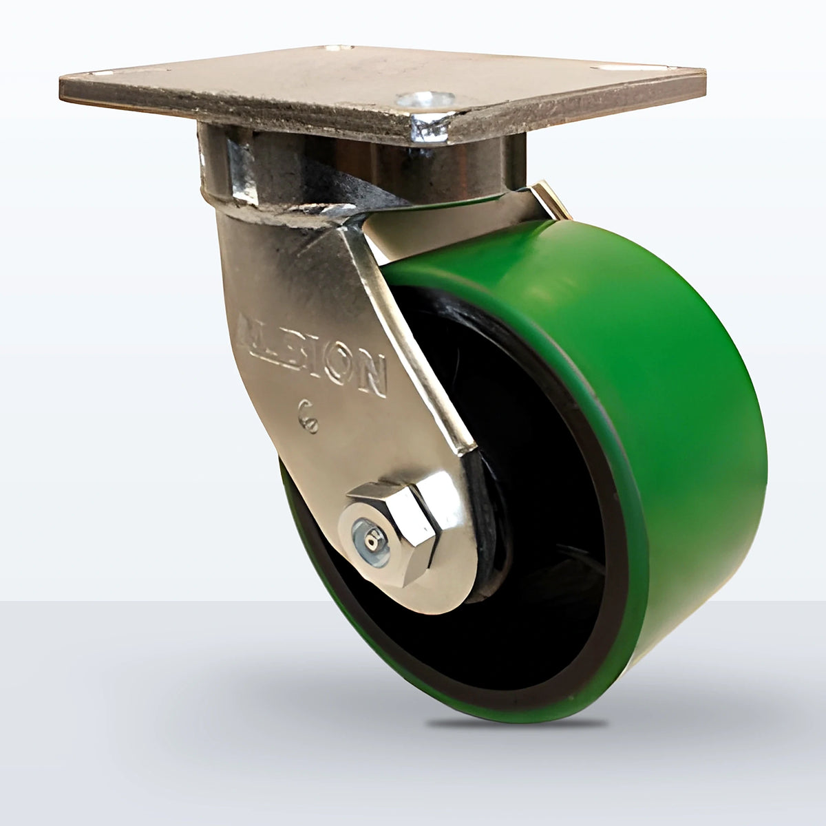 6" Polyurethane on Cast Iron Caster, Top Plate, 2000 lb Capacity - Roller Bearing, 5-1/4 X 7-1/4 Plate, 8" Overall Height