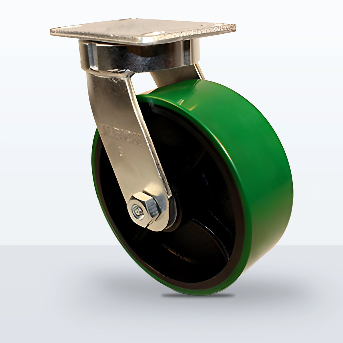 8" Polyurethane on Cast Iron Caster, Top Plate, 2500 lb Capacity - Roller Bearing, 4-1/2 X 6-1/4 Plate