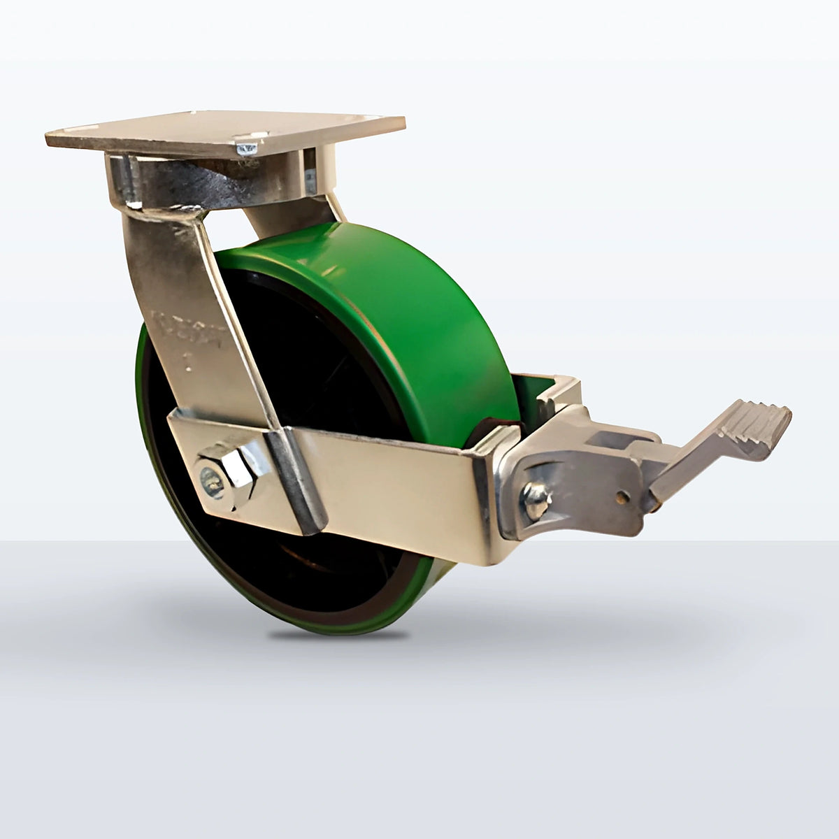 8" Polyurethane on Cast Iron Caster, Top Plate, 2500 lb Capacity - Roller Bearing, 4-1/2 X 6-1/4 Plate