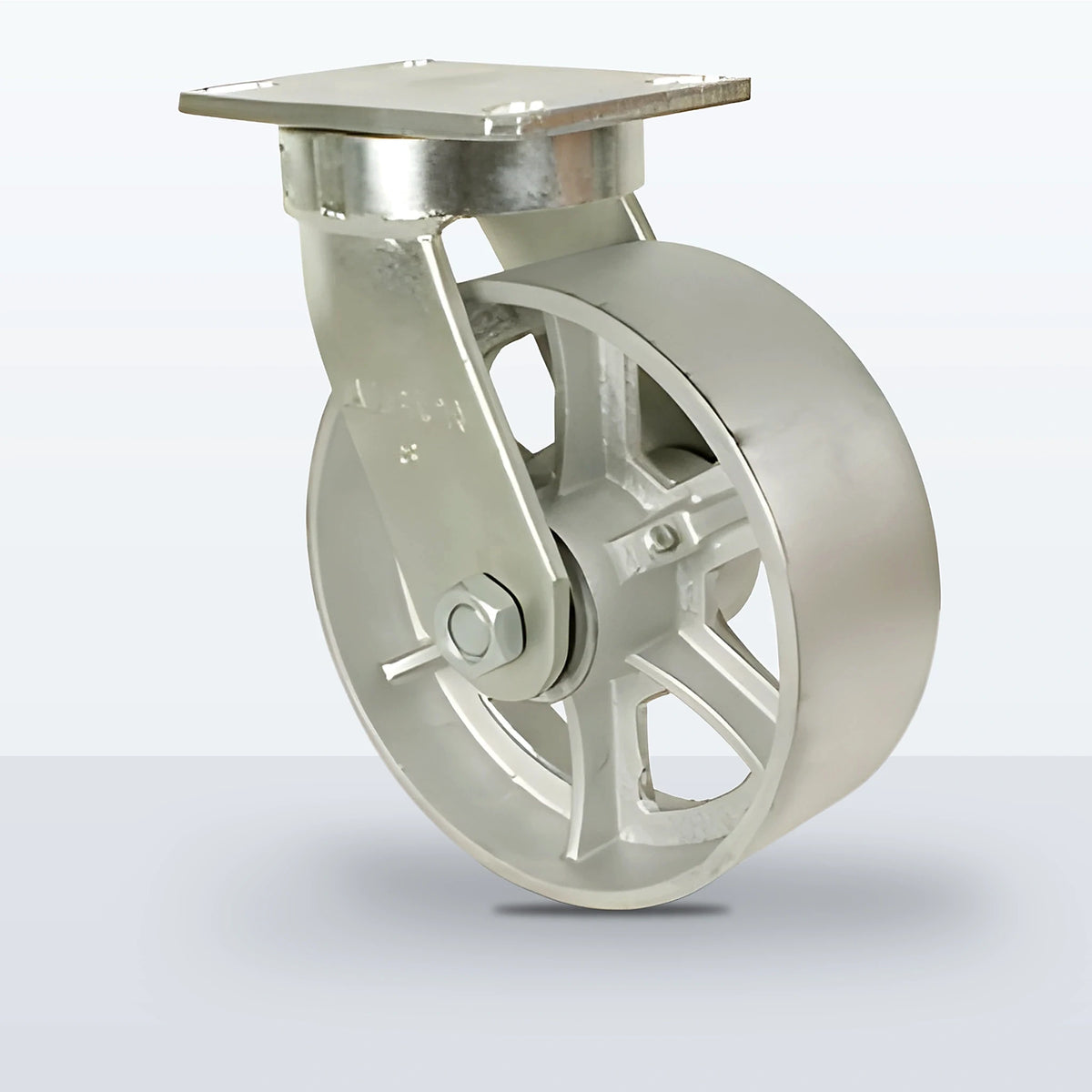 8" Cast Iron Caster, Top Plate, 2500 lb Capacity - Roller Bearing, 4-1/2 X 6-1/4 Plate