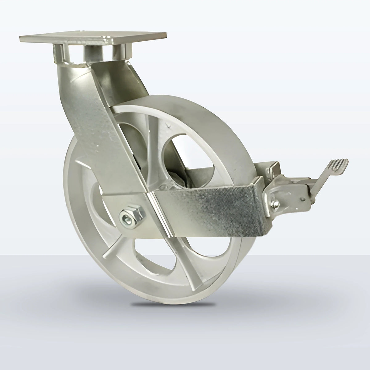 12" Cast Iron Caster, Top Plate, 2500 lb Capacity - Roller Bearing, 5-1/4 X 7-1/4 Plate
