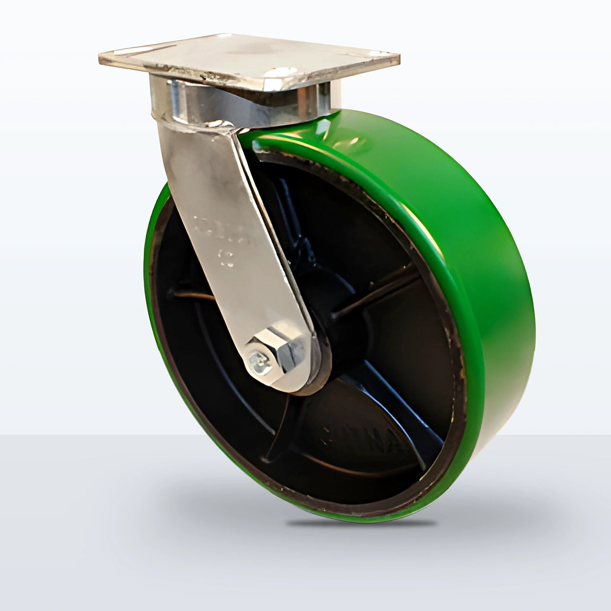 10" Polyurethane on Cast Iron Caster, Top Plate, 3000 lb Capacity - Roller Bearing, 4-1/2 X 6-1/4 Plate