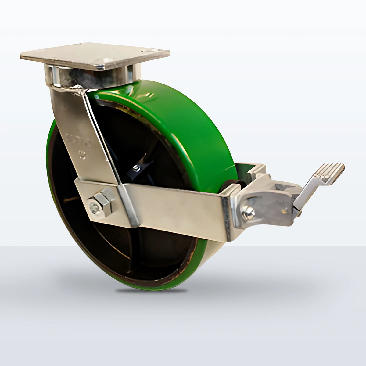 10" Polyurethane on Cast Iron Caster, Top Plate, 3000 lb Capacity - Roller Bearing, 4-1/2 X 6-1/4 Plate