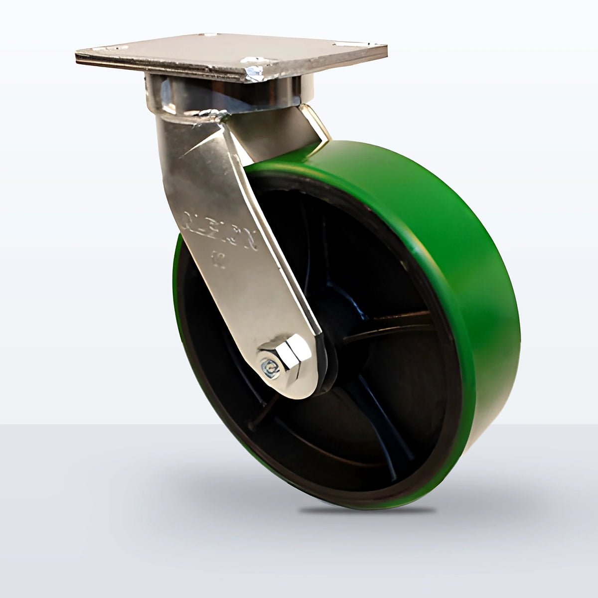 10" Polyurethane on Cast Iron Caster, Top Plate, 3000 lb Capacity - Roller Bearing, 5-1/4 X 7-1/4 Plate