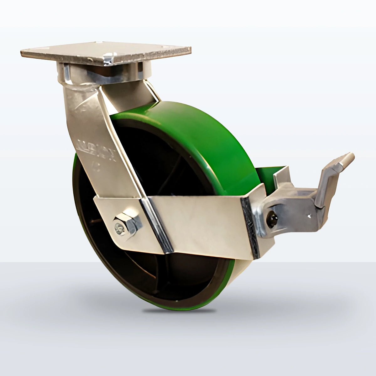 10" Polyurethane on Cast Iron Caster, Top Plate, 3000 lb Capacity - Roller Bearing, 5-1/4 X 7-1/4 Plate
